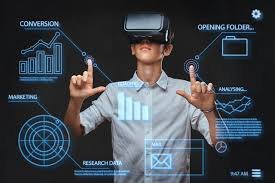A futuristic digital marketing workspace showing holographic analytics, AI-driven dashboards, and marketers analyzing real-time data to forecast 2025 marketing trends. What Digital Marketing Means | Complete Guide 2025